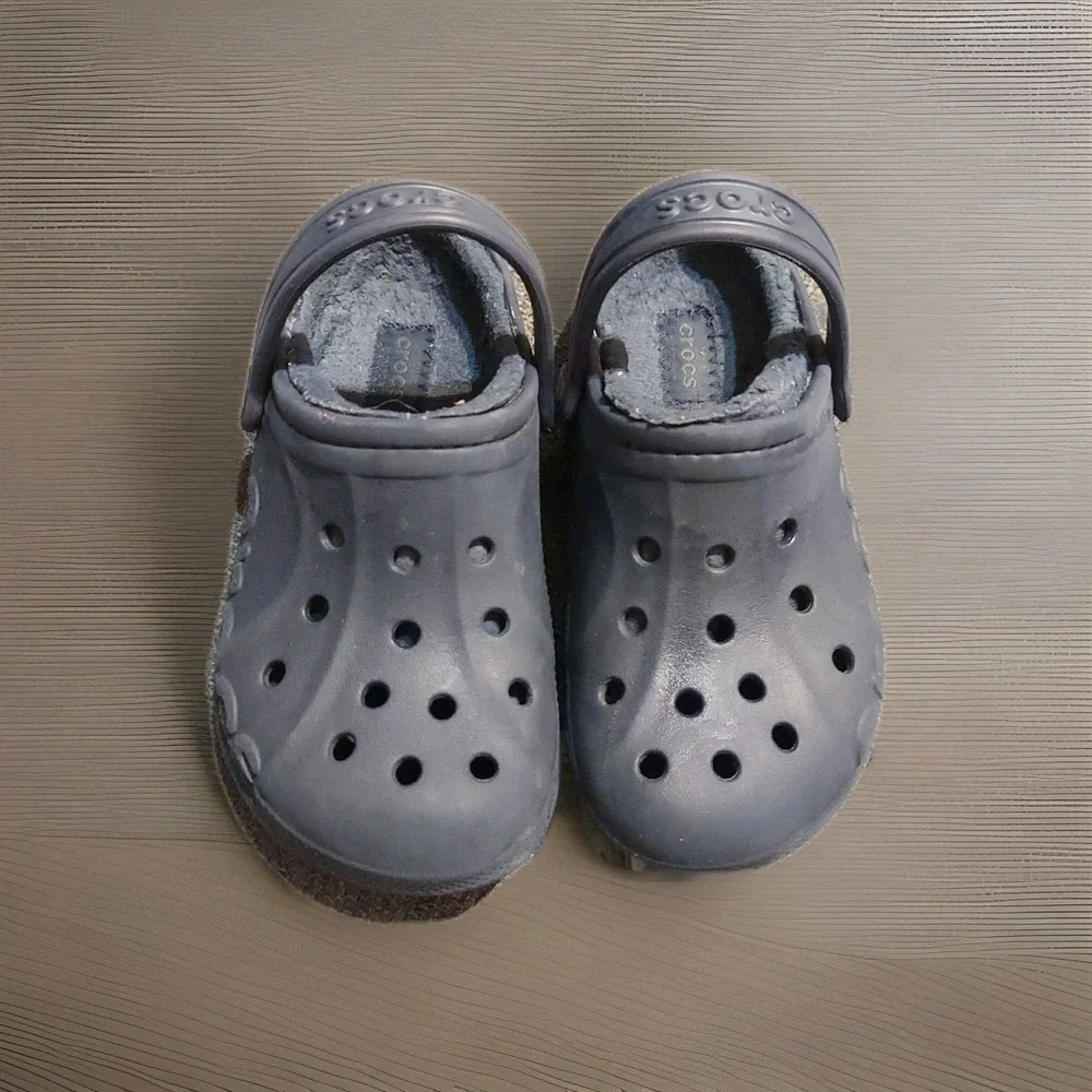 Crocs Dual Comfort Clogs Junior Big Kid 12 Faux Fur Lined Classic‎ Blue Summer